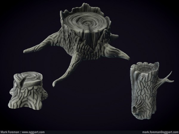 graveyard_tree_stumps_log_mudbox graveyard tree stumps log mudbox highpoly